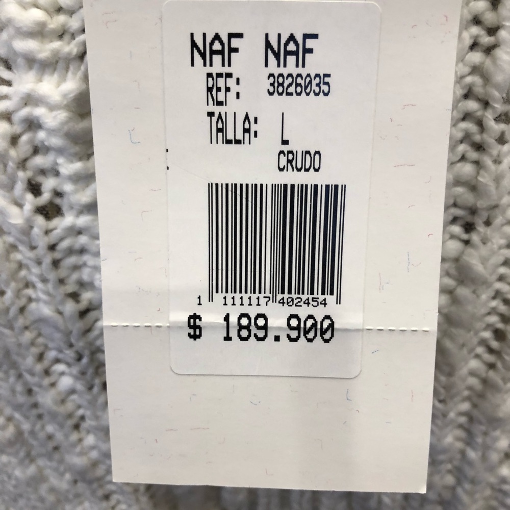 🔴SOLD🔴NAF NAF Paris white cable knit fringe car - Picture 4 of 4